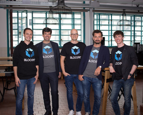 The Blockpit Founder Team from left: Mathias Maier (CTO), Gert Weidinger (Business Angel), Gerd Karlhuber (IT-Strategy), Patric Stadlbauer (Tax Advisor) and Florian Wimmer (CEO).