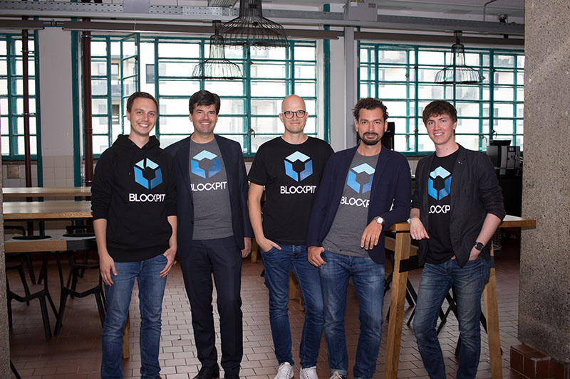 The Blockpit Founder Team from left: Mathias Maier (CTO), Gert Weidinger (Business Angel), Gerd Karlhuber (IT-Strategy), Patric Stadlbauer (Tax Advisor) and Florian Wimmer (CEO).